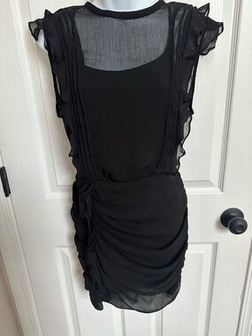 Express Black Sheer Ruffle Mini Dress